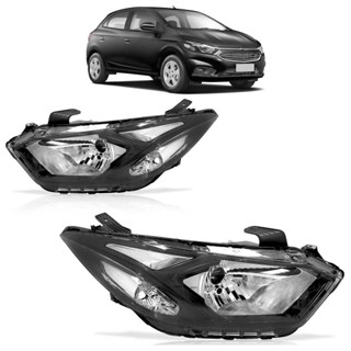 Farol Dianteiro Onix LT 2017 2018 2019 Máscara Negra Foco Simples Carcaça Preta