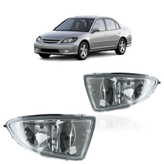 Farol de Milha Auxiliar Civic 2004 2005 2006 Foco Simples Carcaça Preta Lente Lisa