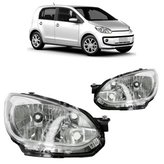 Farol Dianteiro Up! Tsi 2014 2015 2016 2017 Máscara Cromada Foco Simples Carcaça Preta Lente Lisa