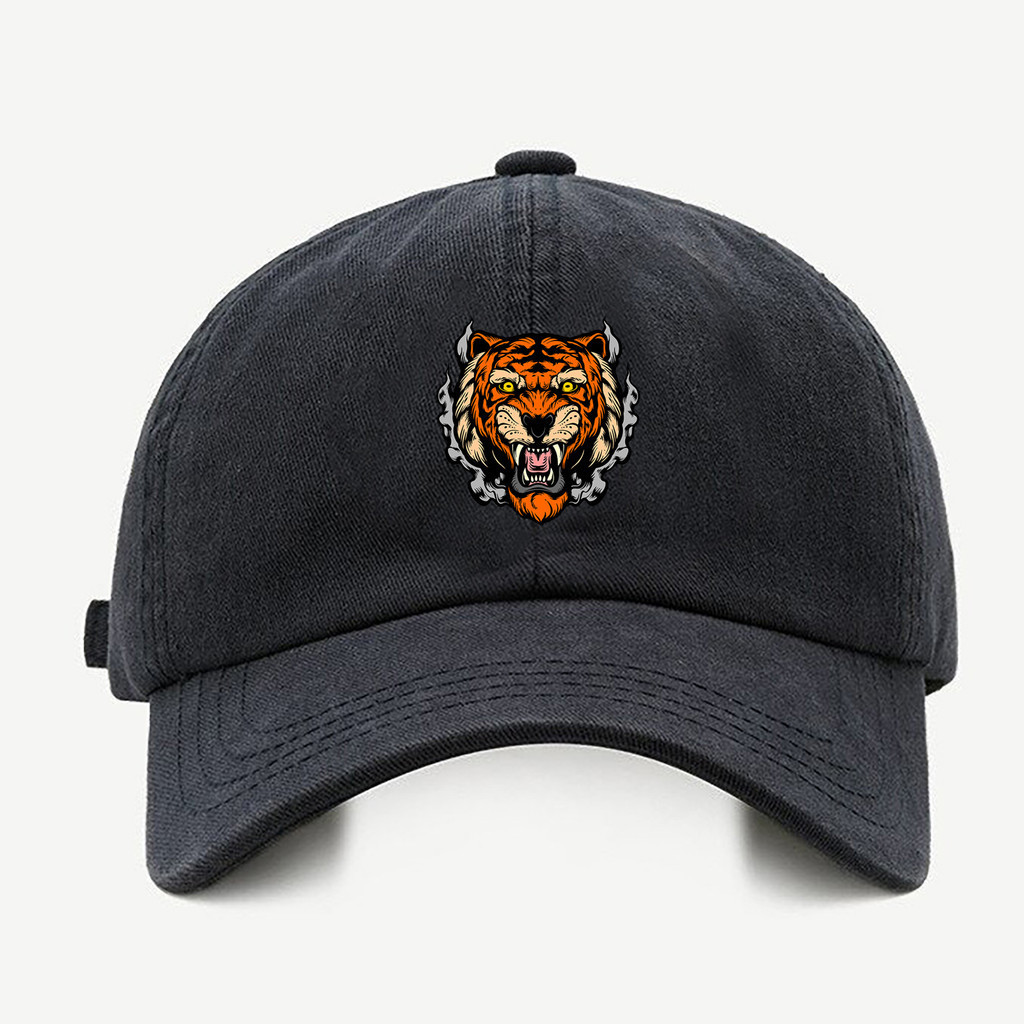 Bone baseball Masculino Bege Preto Branco Tigre Paranoico
