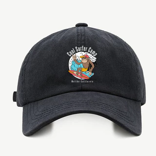 Bone baseball Masculino Bege Preto Branco Macaco Surfista