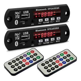 Par Placa Decodificadora 5v a 12v Usb Mp3 Fm Bluetooth Rádio P/ Amplificador Caixa Ativa Controle