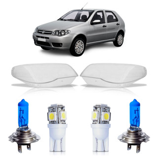 Kit Palio Economy 2011 2012 2013 2014 2015 2016 2017 Par Lente do Farol Dianteiro + Par Lâmpada H7 Super Branca + Par Lâmpada Pingo T10