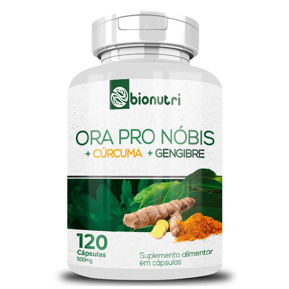 Ora Pro Nóbis + Cúrcuma Longa Açafrão + Gengibre 120 Cápsulas 500Mg