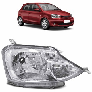Farol Dianteiro Etios 2017 2018 Máscara Cromada Carcaça Cinza Foco Simples Lente Lisa