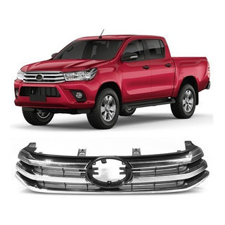 Grade Dianteira Hilux Srv 2016 2017 Preta Com Friso Cromado