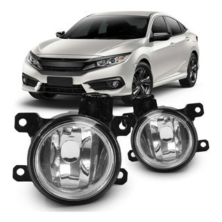 Farol de Milha Auxiliar New Civic 2015 2016 Neblina Carcaça Preta Lente Lisa Encaixe H11