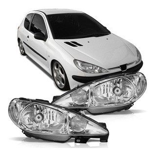 Farol Dianteiro 206 1999 2000 2001 2002 2003 2004 2005 2006 2007 2008 Máscara Cromada Foco Simples