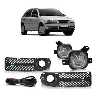 Kit Farol de Milha Auxiliar Gol G3 2003 2004 2005 Parati Saveiro Fase 2 Botão Modelo Universal com Grade