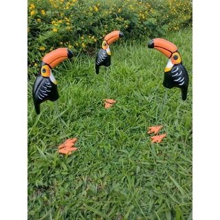 Família Tucanos Kit Com 3 Decoração de Jardim Enfeite 45 cm *SUPER REALISTA*