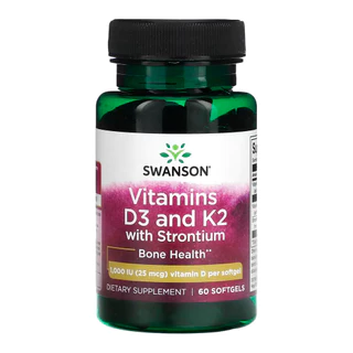 Vitamina D3 e K2 com Estrôncio Swanson 60 Soft Importado