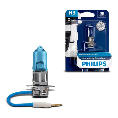 Philips Ampoule De Phare MasterDuty BlueVision H3 24V 70W - Lumière Bleue Puissante Pour Camions