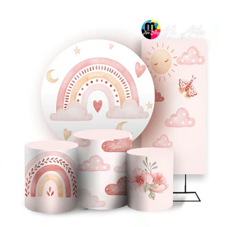 Kit Capa Painel Arco-Íris Redondo 150x150cm / Trio Cilindros / Romano 200x100cm