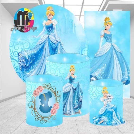 Kit Capa Painel Cinderela Redondo 150x150cm / Trio Cilindros / Romano 200x100cm(🚨LEIA A DESCRIÇÃO🚨)