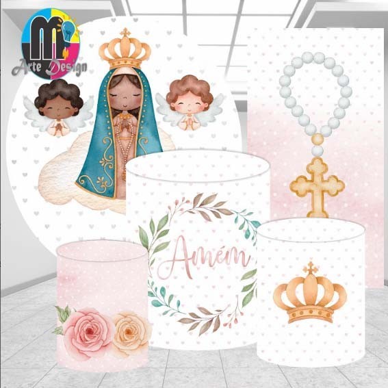 Kit Capa Painel Nossa Senhora Redondo X Cm Trio Cilindros Romano X Cm Leia A