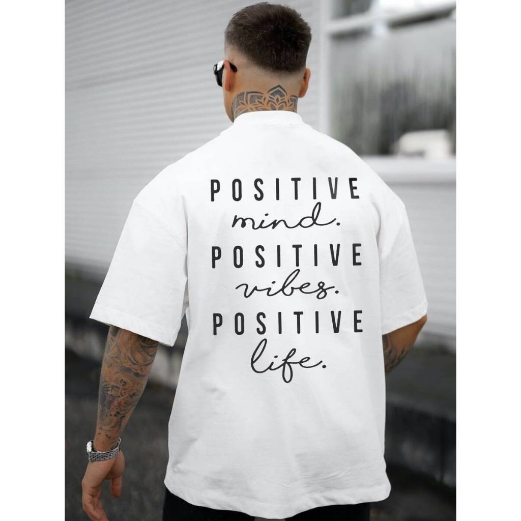 Camisa Camiseta Estampada POSITIVE MIND 100% Algodão fio 30.1 Penteado Envio Imediato