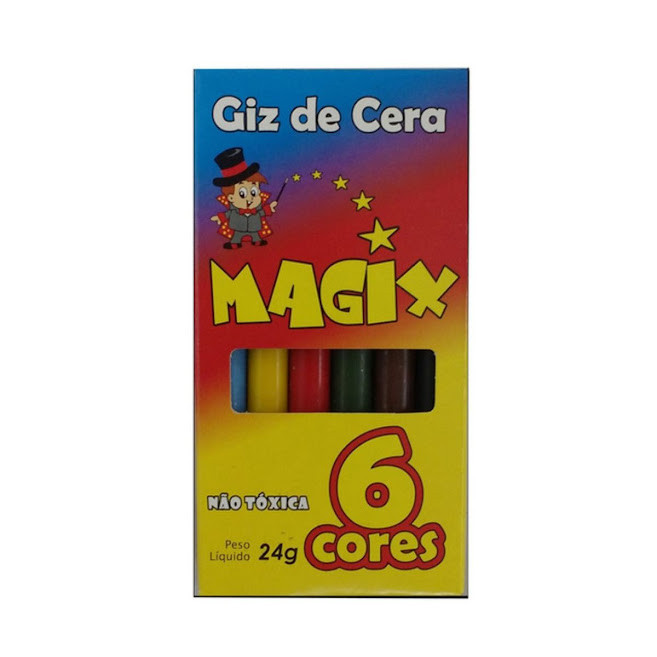 Giz De Cera Escolar não tóxica 24g com 6 Cores - Magix | Shopee Brasil