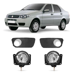 Kit Siena G3 2004 2005 2006 2007 2008 2009 2010 Par Grade do Milha C/Furo + Par Farol de Milha