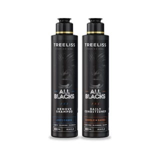Kit All Black Masculino Barba e Cabelo Cuidados Treeliss