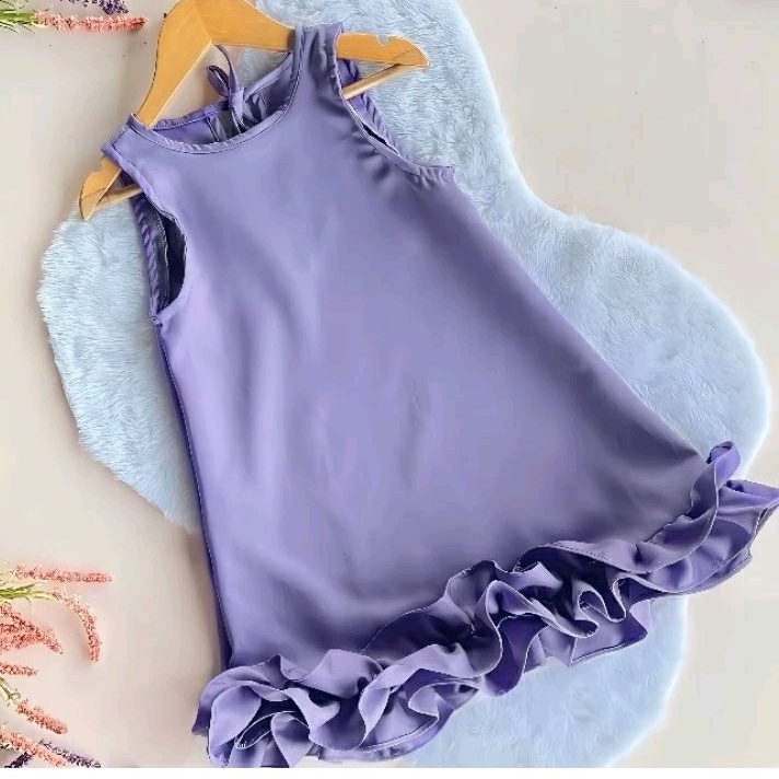 VESTIDO INFANTIL LILÁS OU LAVANDA MENINA com babado regata alfaiataria moda 2024