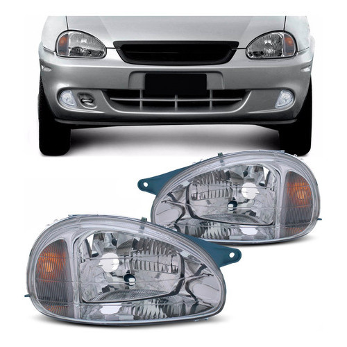 Farol Corsa Wind Pick-up Wagon Classic Cromada Foco Simples | Shopee Brasil