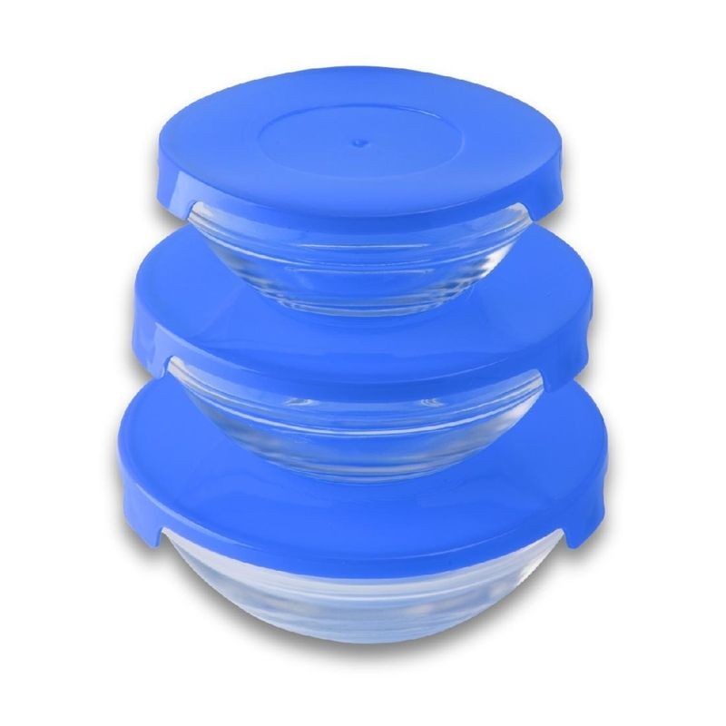 Conjunto De Pote De Vidro Com Tampa – 03 Peças
