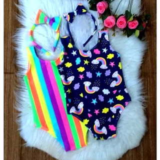 Bory + Tiara maiô biquini Infantil menina estampado no suplex 6 meses a 10 anos( enviamos estampas sortidas)