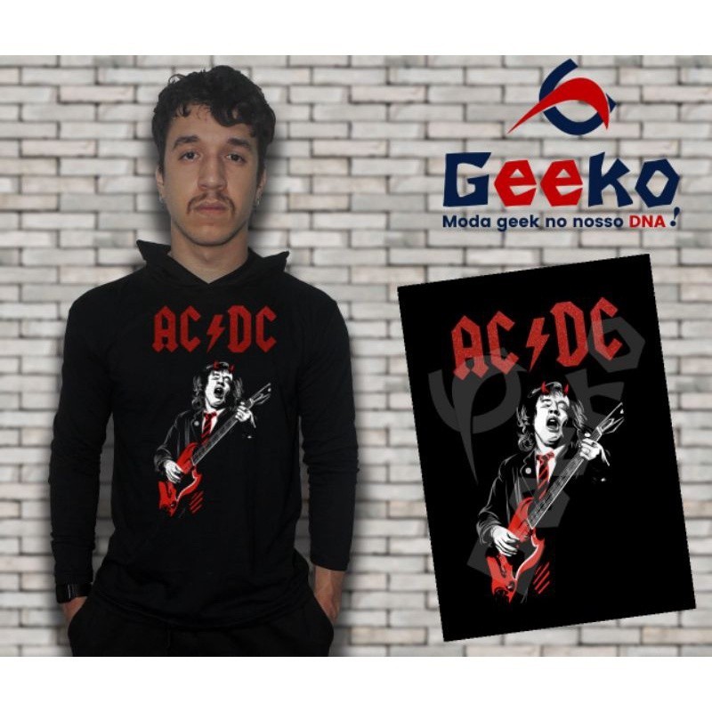 Camiseta ACDC Manga Longa com Capuz - Rock - Geeko Music | Shopee Brasil