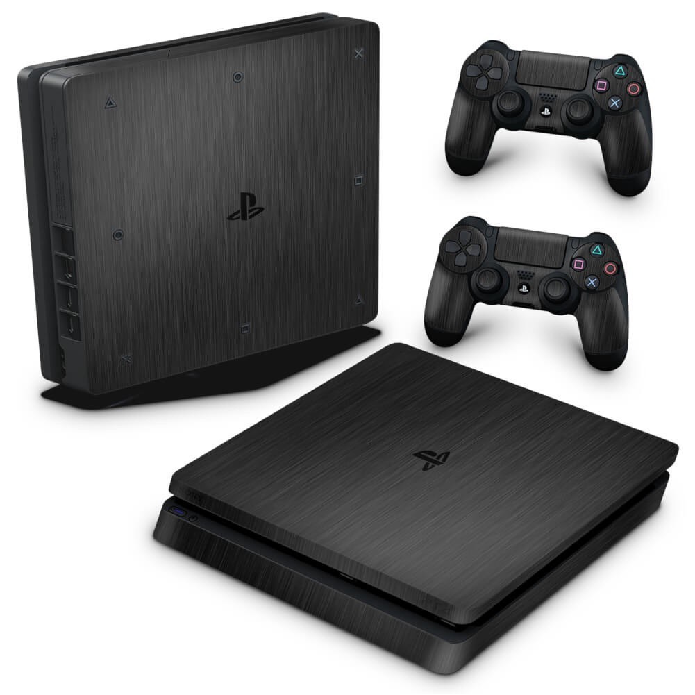 Skin PS4 Slim Adesivo - Aço Escovado Preto