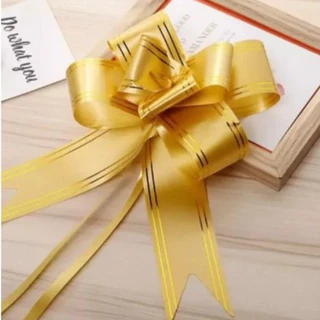Kit 100 Unidades de Laço Magico Facil com filete dourado para embrulhar presentes