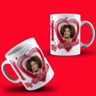 Caneca Xícara Personalizada I love My Girlfriend Dia dos Namorados Com Sua Foto