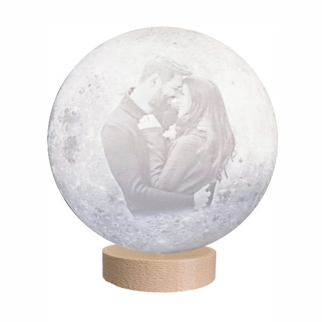 Luminária lua Cheia Personalizada com foto e Frase USB