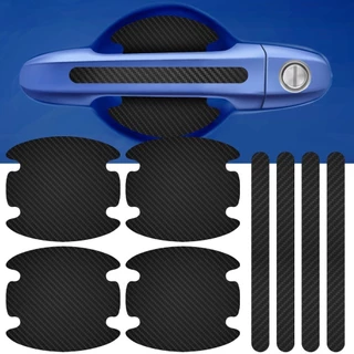 Kit Adesivo Protetor Maçaneta de Porta Fibra de Carbono Carro Anti Arranhões 8 Unidades