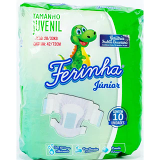 Fralda JUVENIL Descartável Ferinha Júnior de 20 a 33 kg com 10 unidades.