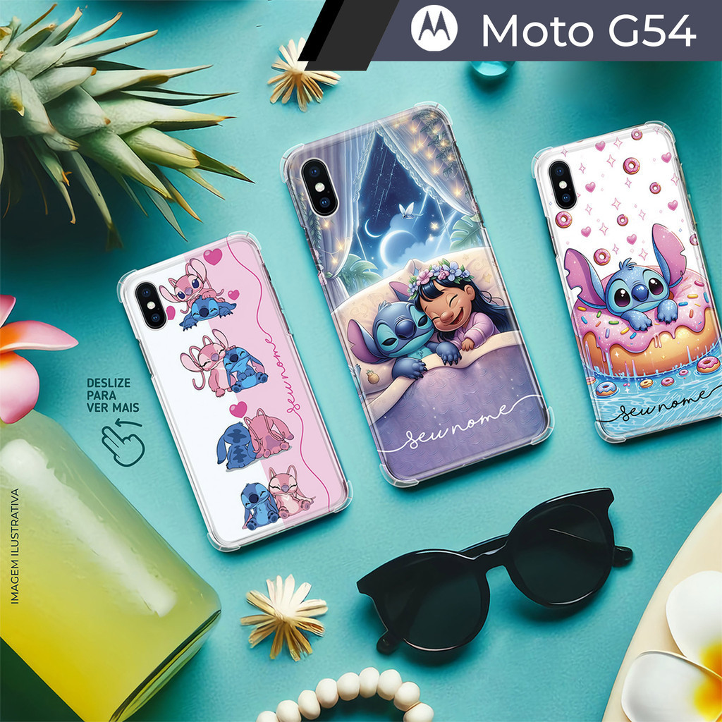 Capa Capinha - Motorola Moto G54 - Lilo e Stitch Personalizada com Nome