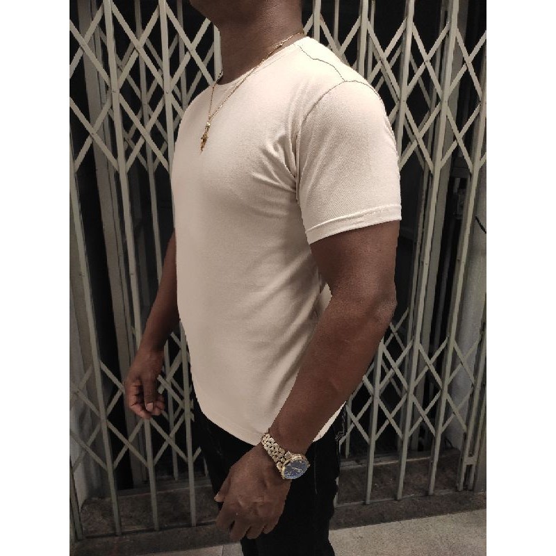 camiseta algodão com elastano masculina lisa basica