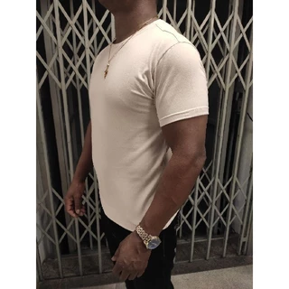 camiseta algodão com elastano masculina lisa basica