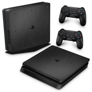 Skin PS4 Slim Adesivo - Aço Escovado Preto