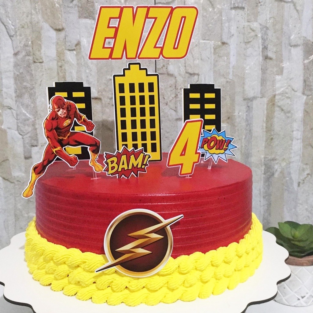 Topo Topper de Bolo Aniversário - Tema FLASH | Shopee Brasil