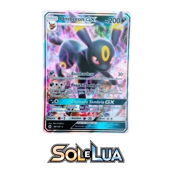 Umbreon-GX Carta de Pokémon tcg Ultra rara Sol e Lua 2016 SP | Shopee
