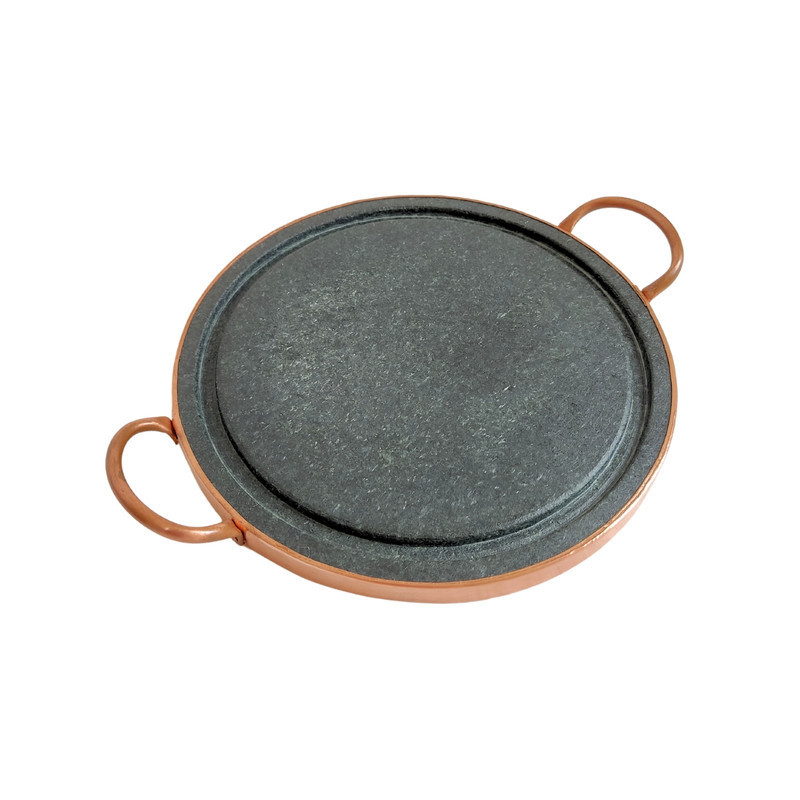 Grelha Pedra Sabão 22 cm Alça Cobre P/ Assar Carne Legumes