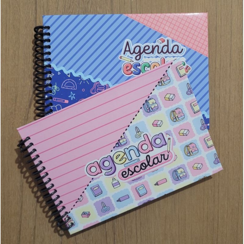 Mini Agenda Escolar Menina e Menino com Dados da Escola Dados Pessoais ...