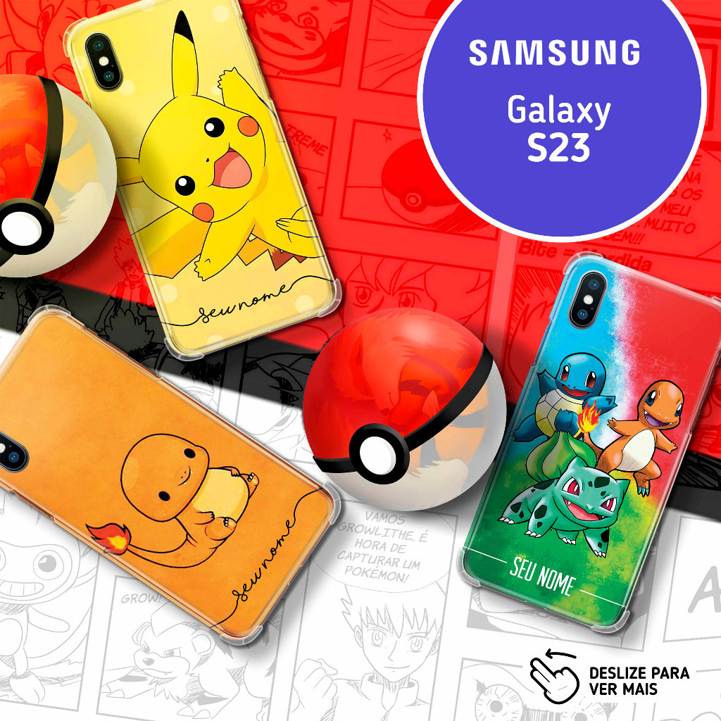 Capa Capinha - Samsung Galaxy S23 - Pokemon e Pikachu Personalizada com Nome