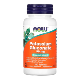 Gluconato de Potássio 99mg Now Foods 100 Tabs Importado