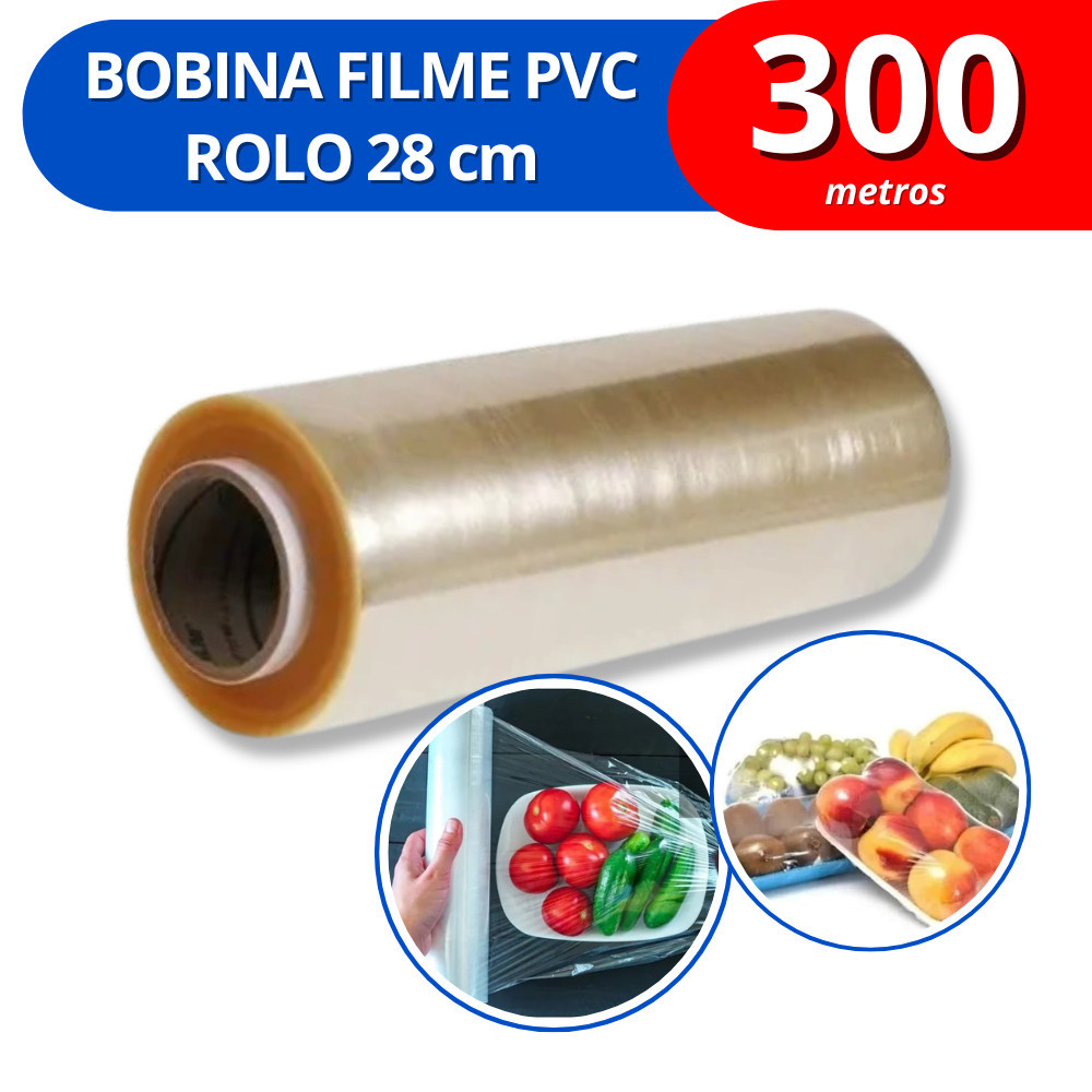 Rolo Bobina Plastico De Filme Pvc 28cm X 300 Metros