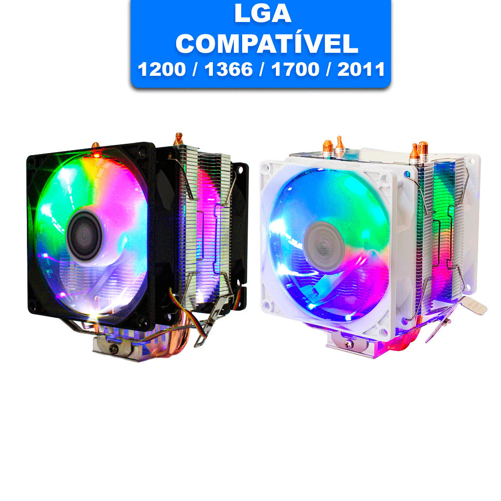 Cpu Cooler Processador 92mm Led Universal Intel Amd Fan Duplo LGA 1700 2011 Am3+ Am4