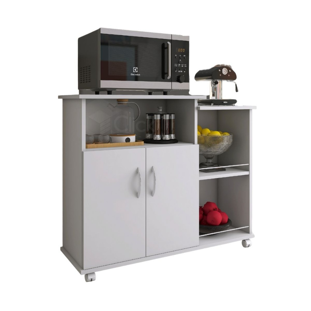 Armário Preto Fruteira Mesa De Cozinha Microondas Bebedouro