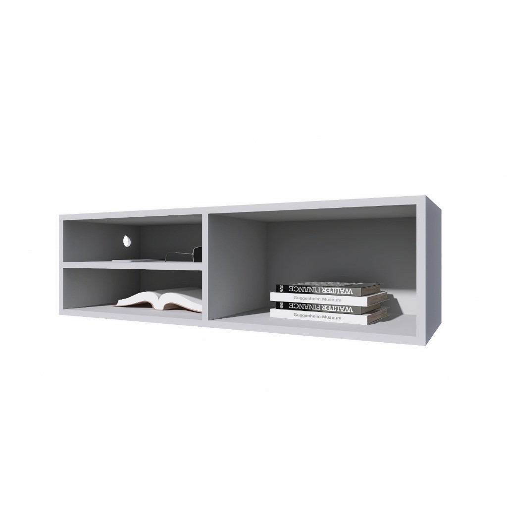 Rack Suspenso Para Sala Ou Quarto Porta Eletrônicos Madeira Branco Nicho Suspenso Branco
