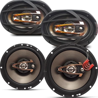 Kit Jogo 4 Falantes 6" e 6x9" polegadas 460w Portas Tampão Porta Malas Quadriaxial Hurricane Platino em Oferta na Shopee