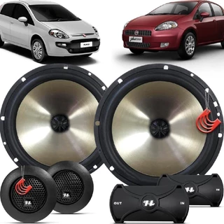 Kit Alto Falantes Dianteiros Fiat Punto 2007 até 2017 - Hurricane Platino Duas Vias 320w